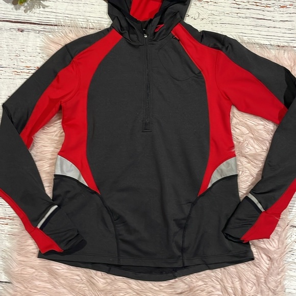 Brooks Running Vapor Dry 2 1/2 Zip Red Black Long Sleeve Activewear Running - Picture 6 of 9